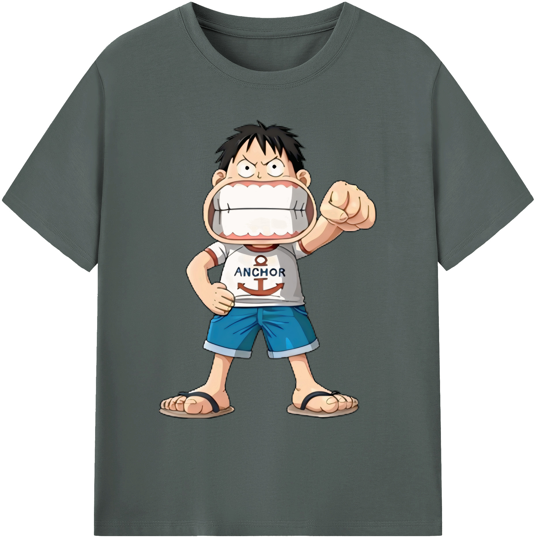 ワンピース モンキー・D・ルフィ ONE PIECE Monkey D. Luffy 綿100％ メンズ半袖Tシャツ｜肌触りやわらか＆通気性